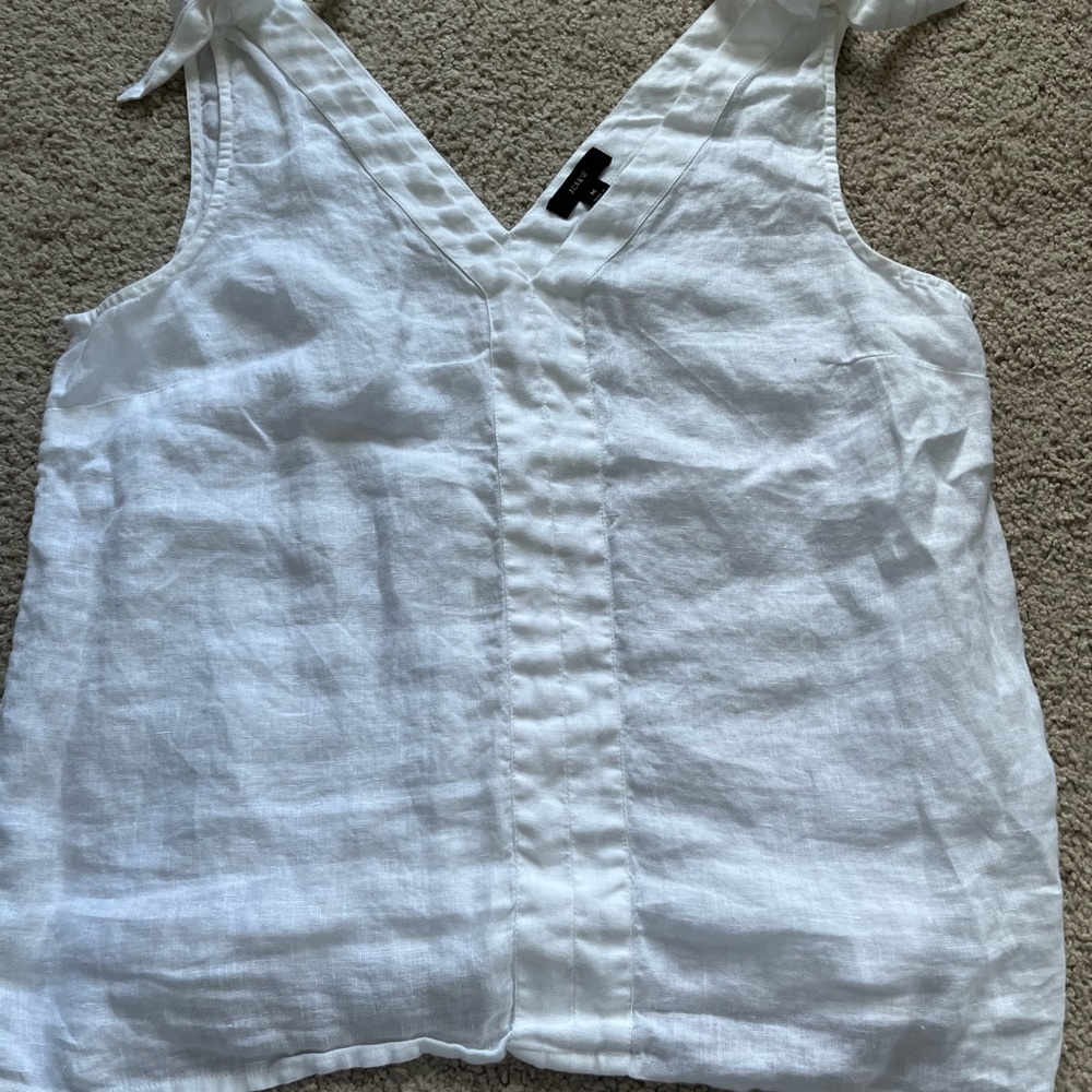 J. Crew white linen tie tank - size medium